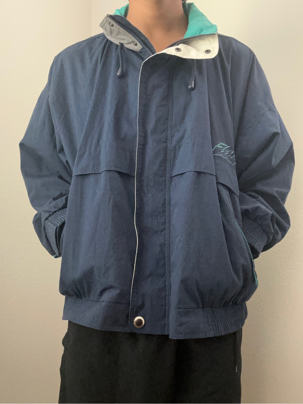 VTG Swingster Men’s Rain Windbreaker Jacket Size XXL White Blue Made in Korea